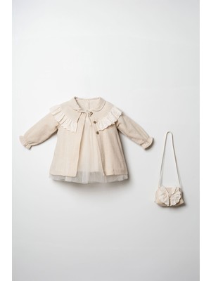 Miniğimin Cicileri Dream Trençkot Çantalı Kız Çocuk 3’lü Takım (1–4 Yaş) - Krem