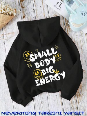 Nevermind Unisex Small Body Baskılı Oversize Baskılı Kapşonlu Sweatshirt 3 Iplik