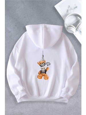 Nevermind Unisex Kadın Erkek Ayı Maskeli Oversize Sweatshirt 2 Iplik