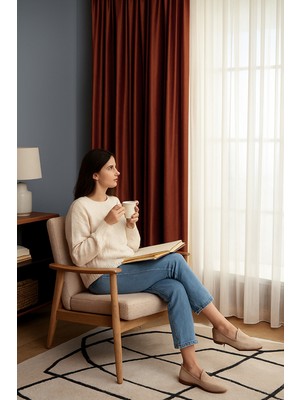 Quba Deco Süet Elit Kadife Dokulu Natural Fon Perde Salon Oturma Odası Yatak Odası Antre