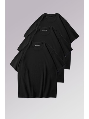 Nevermind Erkek & Kadın Siyah %100 Pamuklu 3’lü T-Shirt Paketi