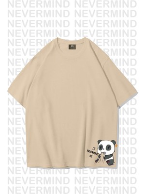 Nevermind Unisex Kadın Erkek Nevermınd Panda Özel Tasarım Baskılı  Oversize Tshirt