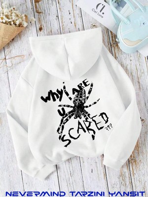 Nevermind Unisex Whe Are You Baskılı Oversize Baskılı Kapşonlu Sweatshirt 3 Iplik