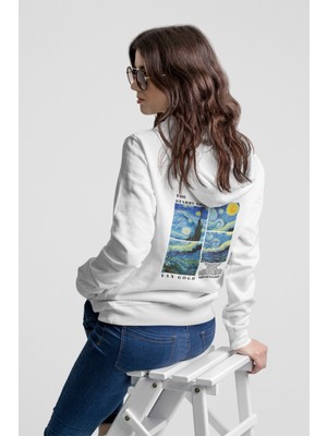 Nevermind Unisex Oversize Hoodie – Van Gogh Starry Night Baskılı Kapüşonlu Sweatshirt, Rahat Kalıp