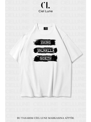 Nevermind Unisex Kadın Erkek Vıkıng Valhala North Baskılı Özel Tasarım Oversize T-Shirt