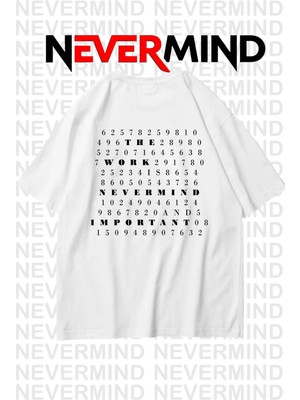 Nevermind Oversize Siyah Unisex Tişört Grafik Baskılı, Rahat Kalıp
