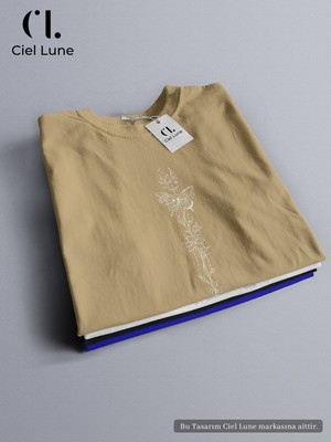 NEVERMIND Nevermind Unisex Butterfly Flower Özel Tasarım - Oversize T-Shirt