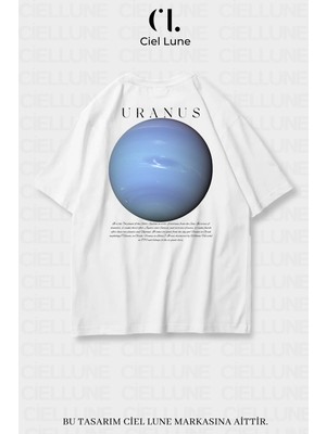 NEVERMIND Nevermind Unisex Kadın Erkek Uranüs Baskılı Özel Tasarım Oversize T-shirt