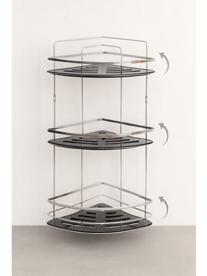 Jasper 5925 Banyo Köşeliği Kristal Lamalı Üç Katlı Beyaz