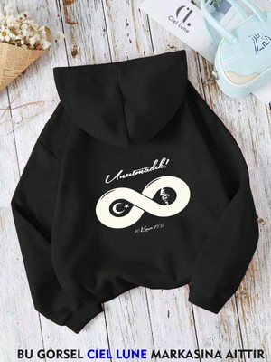 Nevermind Unisex 10 Kasım Unutmadık Baskılı Oversize Baskılı Kapşonlu Sweatshirt 3 Iplik