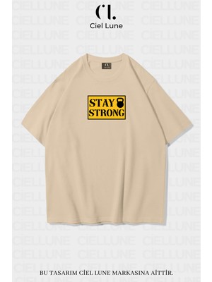 Nevermind Unisex Kadın Erkek Stay Strong Baskılı Özel Tasarım Oversize T-Shirt