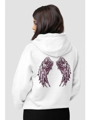 Nevermind Minimalist Melek Kanadı Tasarım Hoodie, Pamuklu Kumaş, Şık ve Rahat Kapüşonlu Sweatshirt