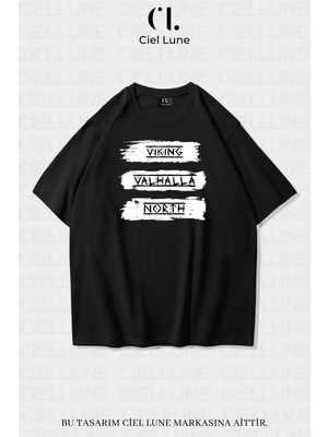 Nevermind Unisex Kadın Erkek Vıkıng Valhala North Baskılı Özel Tasarım Oversize T-Shirt