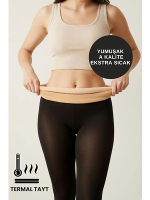 Alexander Hud Kadın Fit Gösteren Çok Esnek Ten Cilt Görünümlü Içi Polarlı Peluş Kışlık Külotlu Termal Içlik Çorap