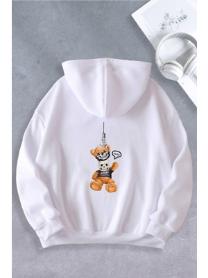 Nevermind Nevermind Unisex Kadın Erkek Ayı Maskeli Oversize Sweatshirt