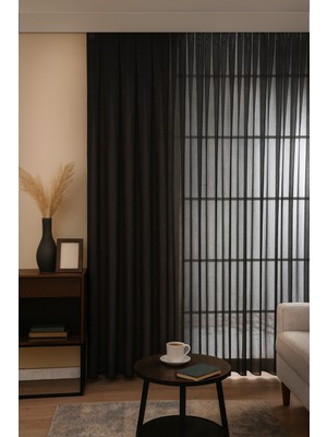 Quba Deco Premium Natural Keten Dokulu Soft Dökümlü Pileli Tül Perde Salon Oturma Odası Yatak Odası Çocuk Odas