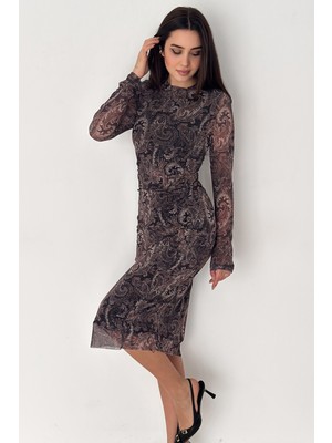 Noa Noa Kadın Paisley Desenli Midi Elbise – Burgundy Veil