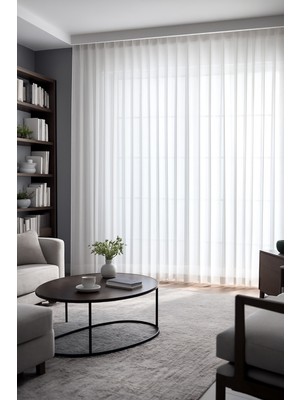 Quba Deco Estetik Modern Flamlı Dokulu Pileli Tül Perde Salon Oturma Odası Yatak Odası Çocuk Odası