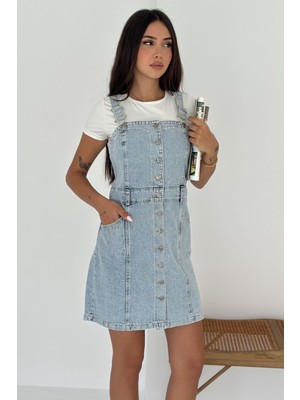 Noa Noa Kadın Düğmeli Kot Askılı Elbise – Denim Days