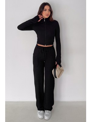 Noa Noa Kadın Fermuarlı Ribanalı Takım – Black Motion