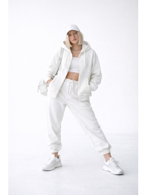 Noa Noa Kadın Kapüşonlu Fermuarlı Sweatshirt – Sand Ease