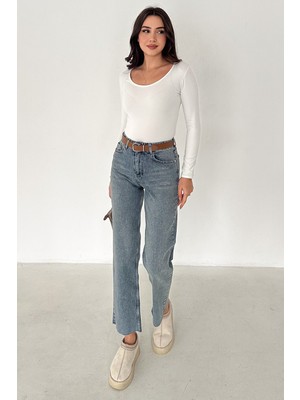 Noa Noa Kadın Yüksek Bel Düz Paça Jean – Blue Line