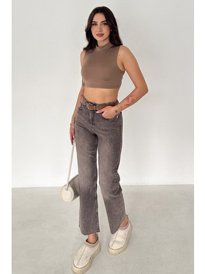 Noa Noa Kadın Yüksek Bel Düz Paça Jean – Ash Fade