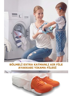 Helen's Home 5 Adet Airfile Lüks Fermuarlı Ayakkabı Yıkama Filesi Beyaz