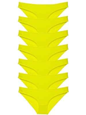 Moda Şahsenem 7 Adet Süper Eko Set Likralı Kadın Slip Külot Sarı