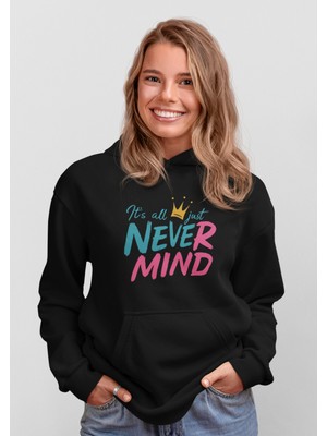 Nevermind Oversize Kapüşonlu Hoodie - Unisex Just Baskılı Sweatshirt Streetwear Tarz