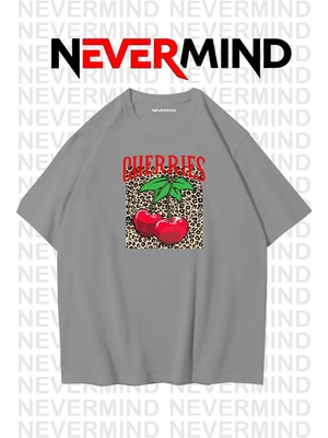 Nevermind Unisex Cherries Baskılı Oversize Tshirt