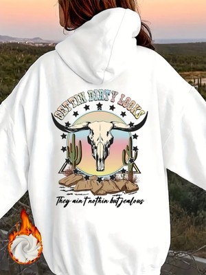 Nevermind Unisex Dirty Looks Baskılı Oversize Baskılı Kapşonlu Sweatshirt 3 Iplik