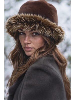 Verahed Rus Kalpak Şapka Kadın Kürk Peluş Kışlık Şapka, Yumuşak Dokulu, Sıcak Tutan Kalpak Model