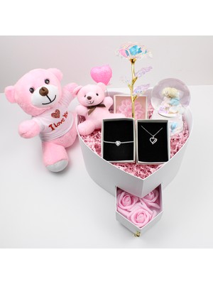 Pembe Düşler, Kalpten Gelen Hediye Kutusu - 925 Ayar Gümüş Kolye ve Bileklik