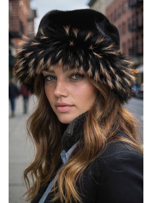 Verahed Rus Kalpak Şapka Kadın Kürk Peluş Kışlık Şapka, Yumuşak Dokulu, Sıcak Tutan Kalpak Model