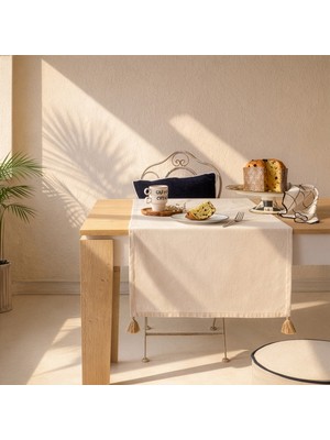 Evidea Soft Lole Püsküllü Runner - Bej - 50X150 cm