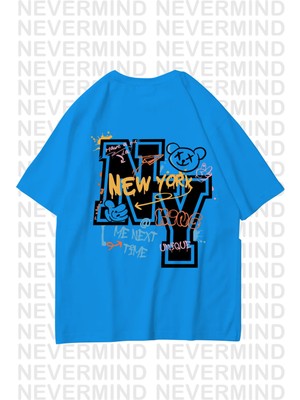 Nevermind Unisex Kadın Erkek Ny-Me Özel Tasarım Sırt Baskılı  Oversize Tshirt