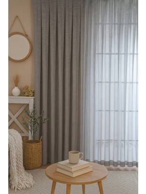 Quba Deco Modern Doğal Kumlama Efektli Kalın Tül Perde Salon Oturma Odası Yatak Odası Antre