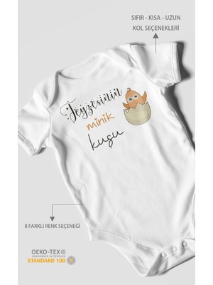 Teyzesinin Minik Kuşu Baskılı Bebek Zıbını – Çıtçıtlı Body | %100 Pamuk Kısa Kol