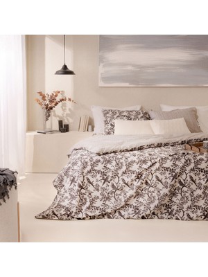 Evidea Soft Peace Çift Kişilik Nevresim Takımı - Beyaz / Antrasit