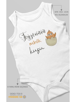 Teyzesinin Minik Kuşu Baskılı Bebek Zıbını – Çıtçıtlı Body | %100 Pamuk Sıfır Kol