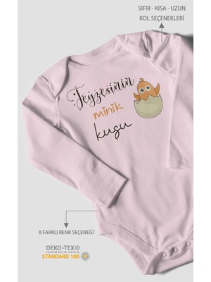 Morivo Kids Teyzesinin Minik Kuşu Baskılı Bebek Zıbını – Çıtçıtlı Body | %100 Pamuk Uzun Kol