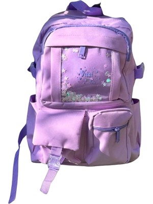 Vital Tablet ve Laptop Bölmeli Çok Cepli Su Geçirmez Okul Çantası – Lila (Lise & Ortaokul)