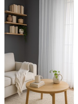 Quba Deco Işıltı Keten Şık Tasarımlı Dekoratif Tül Perde Salon Oturma Odası Yatak Odası Antre