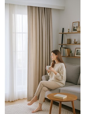 Quba Deco Keten Dokulu Blackout Işık Geçirmez Ekstraforlu Karartma Fon Perde Yatak Odası Çocuk Odası Salon