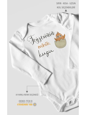 Teyzesinin Minik Kuşu Baskılı Bebek Zıbını – Çıtçıtlı Body | %100 Pamuk Uzun Kol