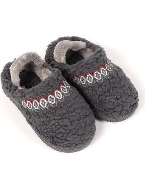 Chirpy Çocuk Nakış Detaylı Antrasit Ev Içi Ayakkabı- Mahe