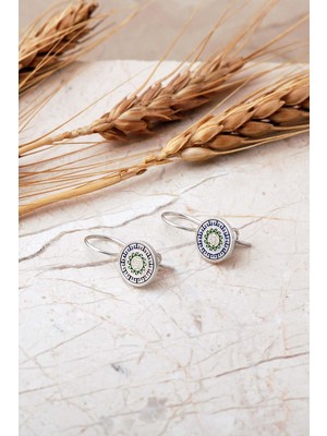 Sümer Telkari Anadolu Motifli Mineli El İşi Gümüş Küpe 5915