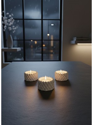 Modesta Home Modern 3’lü Tealight Mumluk Seti – Masa ve Sehpa Üstü Dekor