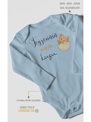 Morivo Kids Teyzesinin Minik Kuşu Baskılı Bebek Zıbını – Çıtçıtlı Body | %100 Pamuk Uzun Kol